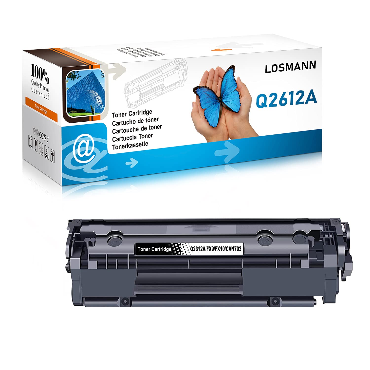 LOSMANN Compatible Toner Cartridge Replacement for HP Q2612A 12A for HP Laserjet 1010 1012 1015 1018 1020 1020 1022 1022n 1022nw 3015 3020 3030 3050 3052 3055 M1005 MFP M1319 M1319f (1 Black)