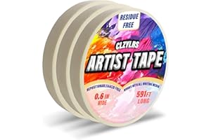 White Artist Tape - Masking Artists Tape for Drafting Art Watercolor Painting Canvas Framing - Acid Free 0.6inch Wide 591FT L