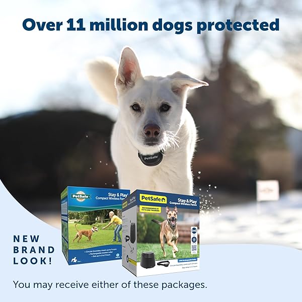 PETSAFE STAY & PLAY COMPACT WIRELESS FENCE – PORTABLE & NO-DIG – COVERS UP TO 3/4 ACRE – FOR DOGS 5LB+