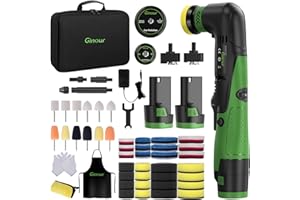 Ginour Cordless Mini Buffer Polisher for Car Detailing, 12V Mini Car Polisher Kit with 1"&1.2" Backing Plate,2X 2.0Ah Batteries and Accessories, RO/DA 6 Speeds for Polishing, Waxing, and Cleaning