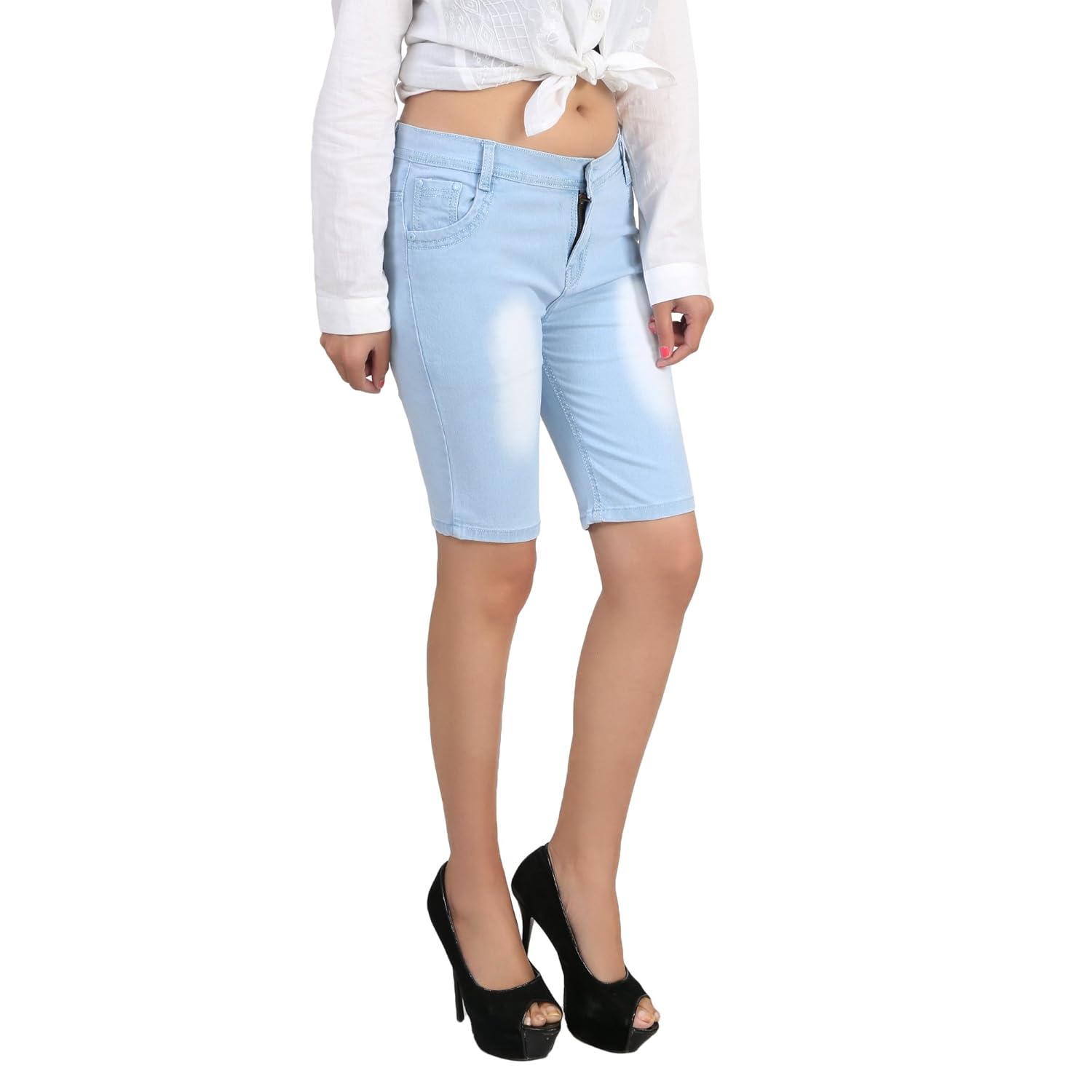 ico blue stor slim fit women's shorts