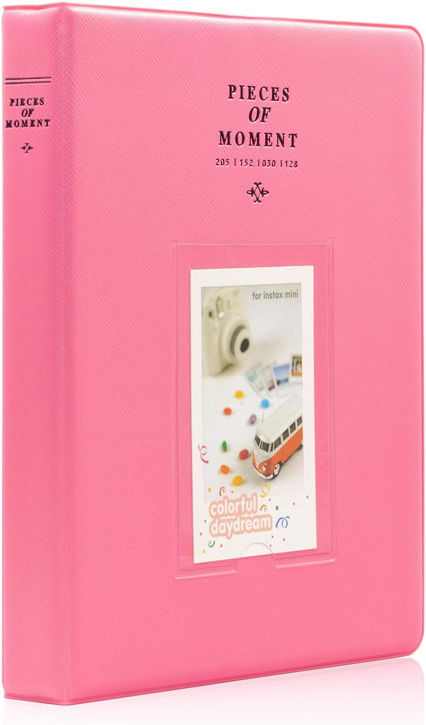 Ablus 128 Pockets Mini Photo Album for Fujifilm Instax Mini 7s 8 8+ 9 25 26 50s 70 90 Instant Camera & Name Card (Flamingo Pink)