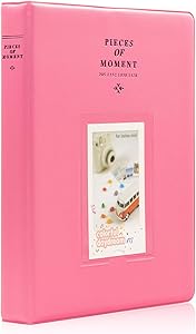 Ablus 128 Pockets Mini Photo Album for Fujifilm Instax Mini 7s 8 8+ 9 25 26 50s 70 90 Instant Camera & Name Card (Flamingo Pink)