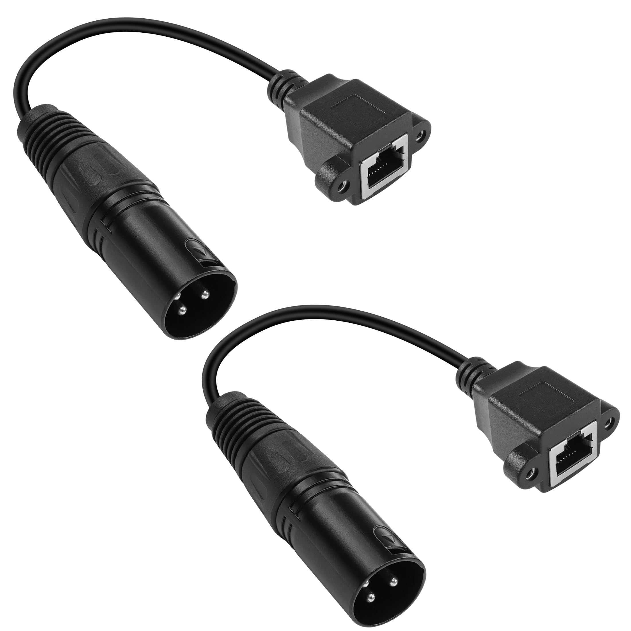 YACSEJAO 3 Pin XLR to RJ45 Adapter 2PCS RJ45 to XLR DMX Cable 15CM XLR 3pin to RJ45 Adapter Cable for Stage and Recording Studio