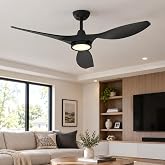 Roomratv 52 Inch Modern Ceiling Fan with Light, Dimmable, Remote Control | Customizable Color and Brightness,Quiet Reversible DC, Memory,Easy Install,Timer,Bedroom, Covered Outdoor Areas