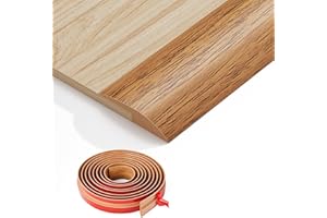 KOOTETA Floor Transition Strip Self Adhesive,Carpet & Flooring Transitions Edging Trim Strip,Vinyl Threshold Strip Suitable for Threshold Height Within 5mm (118inch, Light Brown)