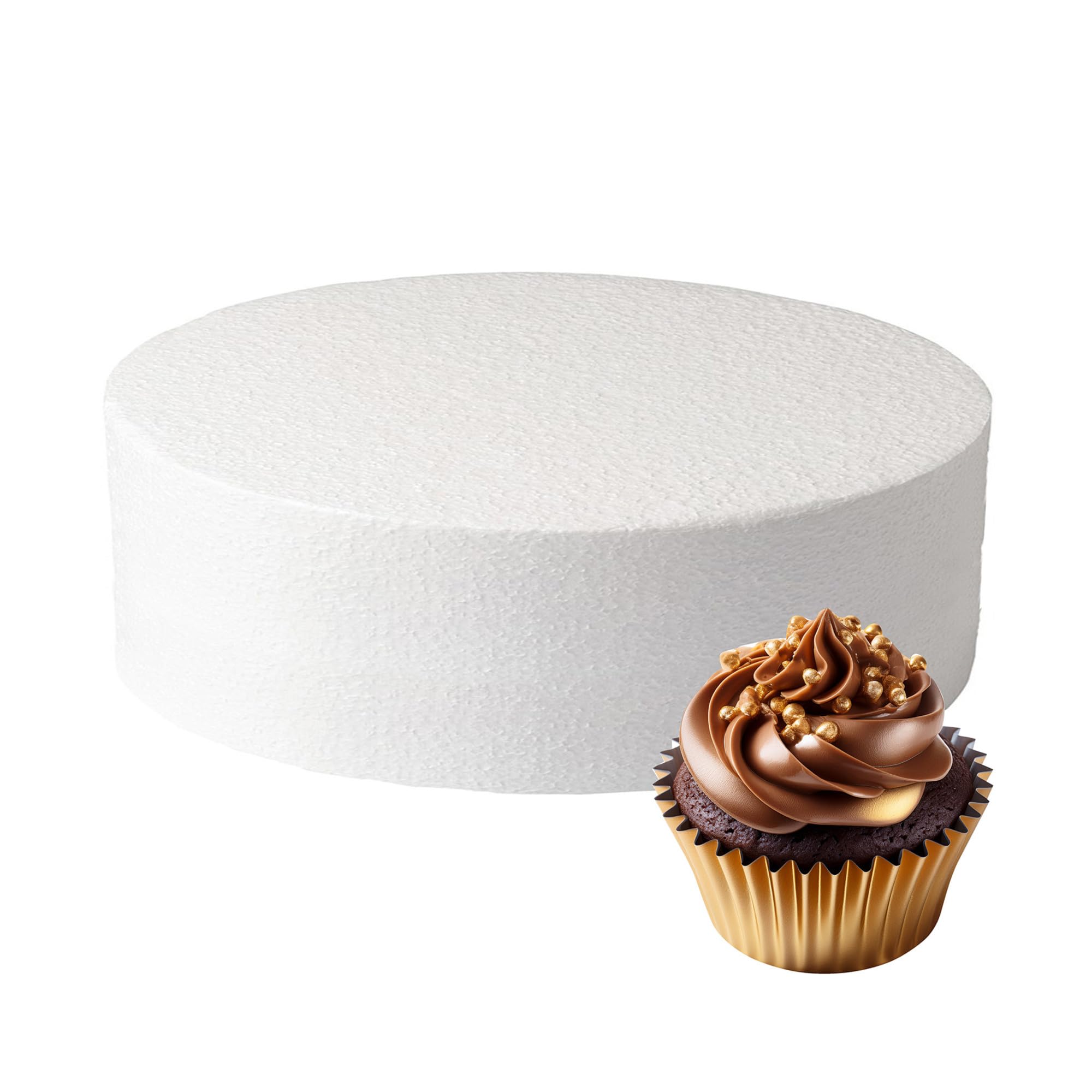 Culpitt 6" x 2" Round Cake Dummy, Square Edge Cake Form, Separator, For Practice or Displays, Smooth Polystyrene