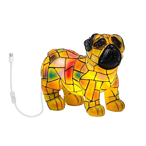 EliphonTowne Dog Series Animal Lamp - Resin Material Colorful Dog Night Lamp, Creative and Cute Pet Light, Retro Art Light for Home Decoration