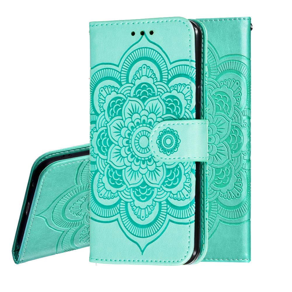 IMEIKONST Mandala Embossed Case for Huawei Honor 9X Lite PU Leather Bookstyle Phone Case Flip Notebook Wallet Card Slot Holder Magnetic Stand Cover for Huawei Honor 9X Lite Mandala Green LD