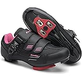 Womens Cycling Shoes Compatible with Peloton Bike Clip in Ladies Indoor Cycling Road Bike Riding Biking Shoes, Pre-Installed Delta Cleats