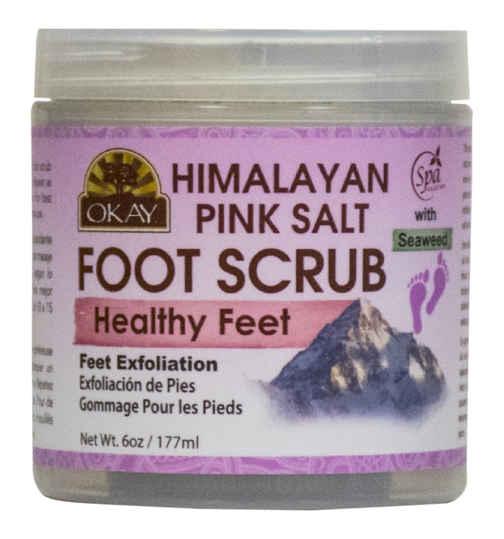 OKAY Himalayan Pink Salt with Seaweed Foot Scrub, 6 Ounce: Beauty