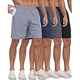 PARISDIARY 4 Pack Men's Athletic Gym Shorts with Pockets,Running Workout Basketball Hiking Shorts for Men