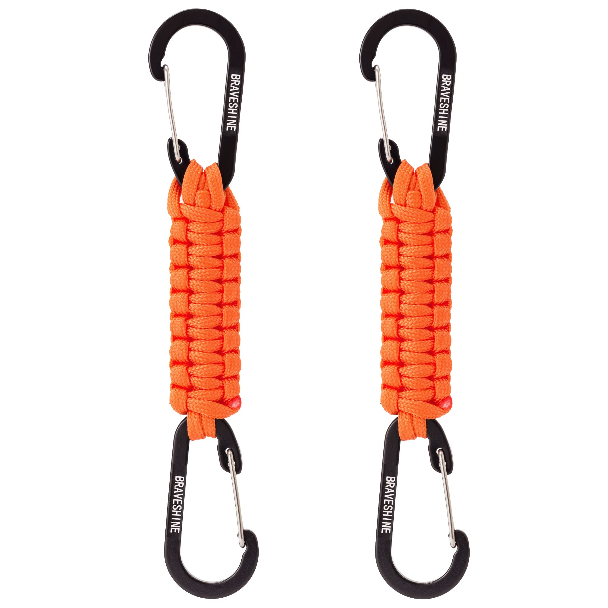 BRAVESHINE Keychain with Snap Hook Carabiner Clips, Paracord Keychain Carabiner Clips with Locking D Ring Hooks Hangers, Heavy Duty Lanyard Key Chain for Car Keys, Backpack, Tools, Men, Women