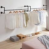 IBUYKE Wall Mounted Clothes Rail 127cm Industrial Pipe Rack Heavy Duty view 2