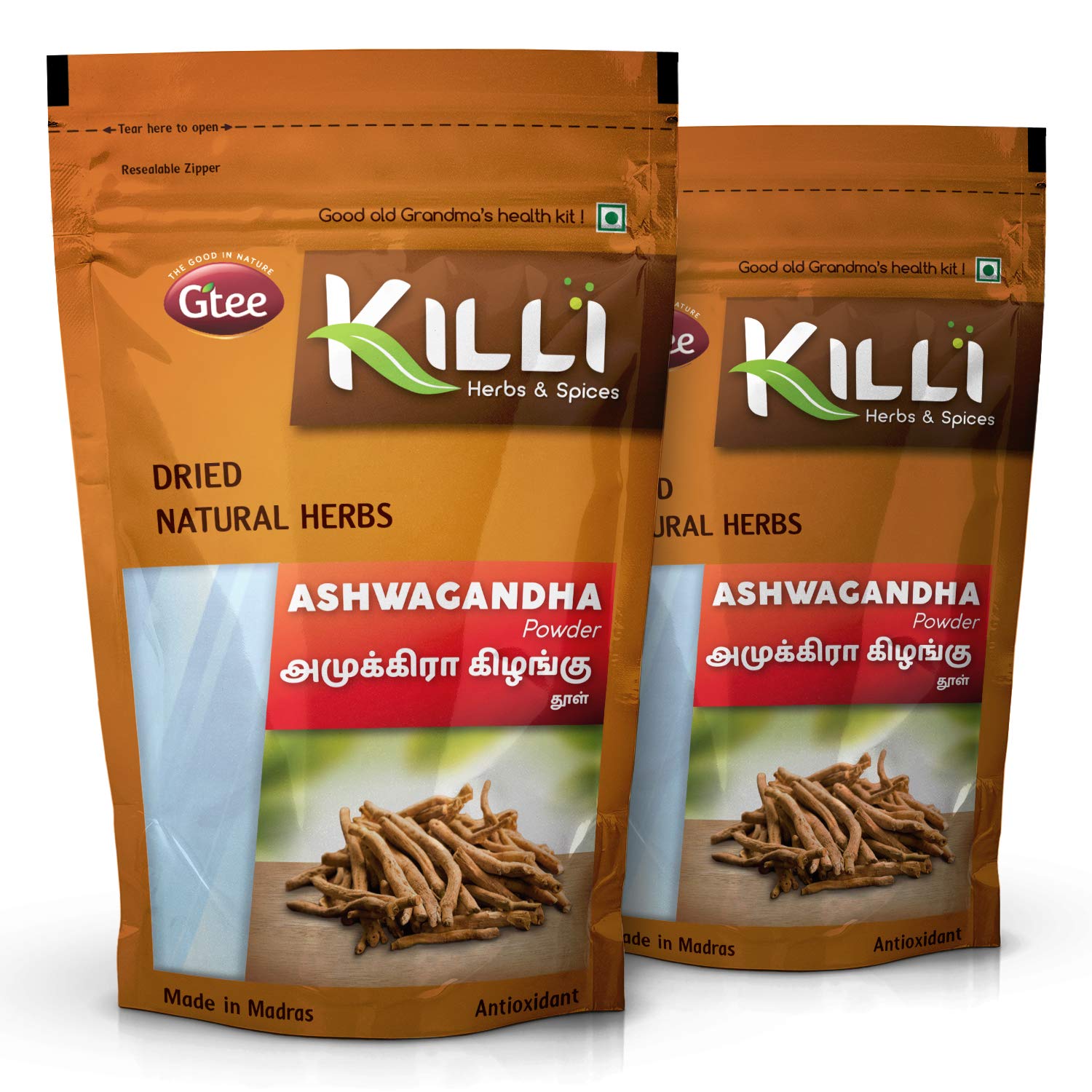 KILLI Ashwagandha | Amukkara Kizhangu Powder, 100g (Pack of 2)