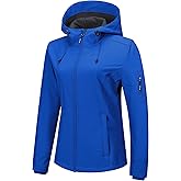 Outdoor Ventures Women's Softshell Jacket with Hood Fleece Lined Warm Lightweight Waterproof Insulated Windbreaker