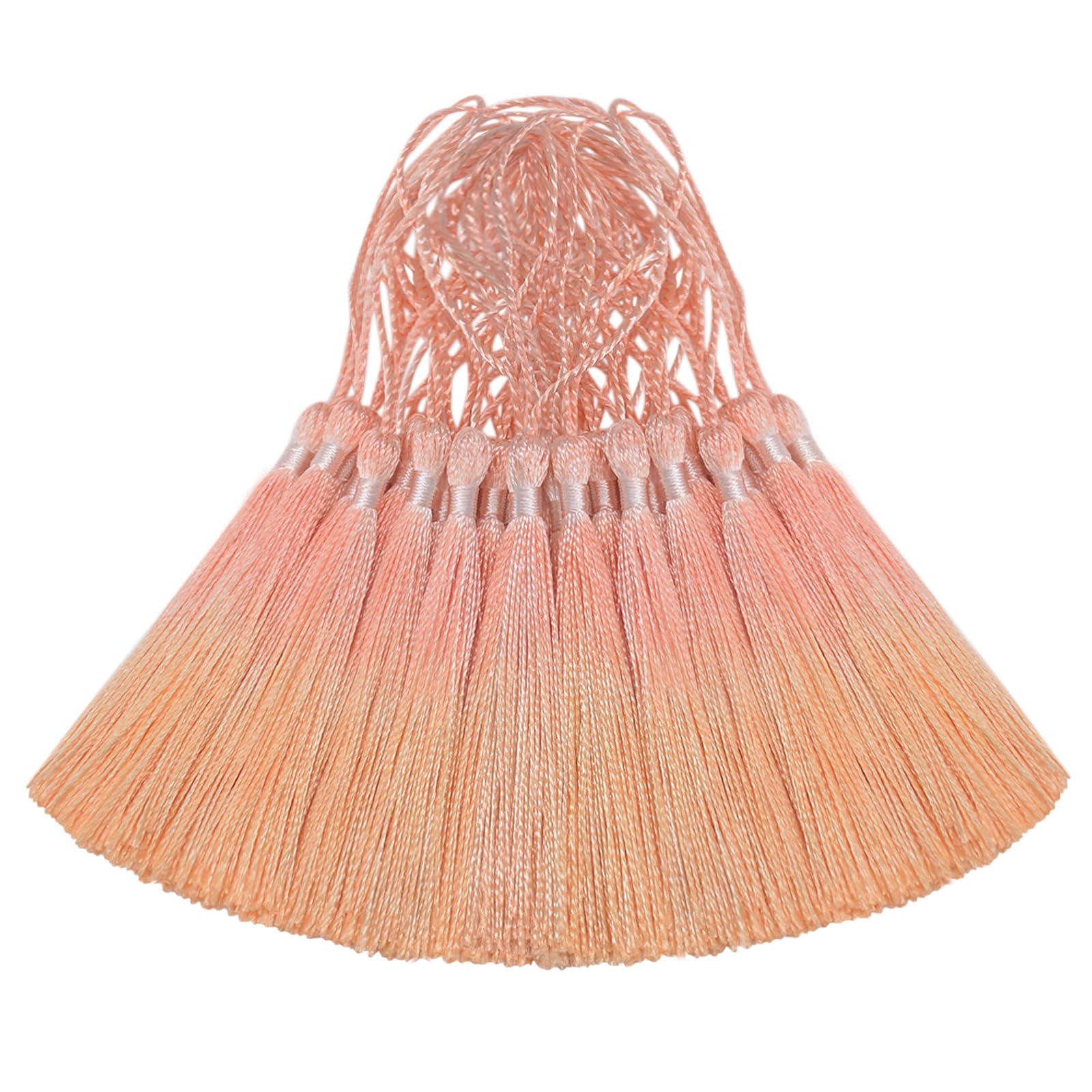 50PCS Mini Silk Tassel for Craft DIY Bookmark Cute Jewellery Making Beaded, Girl Earring, Keyring, Graduation, Small Key, Long Ribbon Fabric Sewing, Curtain Trim Door Home Decor (Orange)