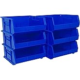 Akro-Mils 30250 AkroBins Plastic Storage Bins, Space-Saving Stackable Bins for Garage, Pantry, Craft Organization, 15-Inch x 16-Inch x 7-Inch, Blue, 6-Pack
