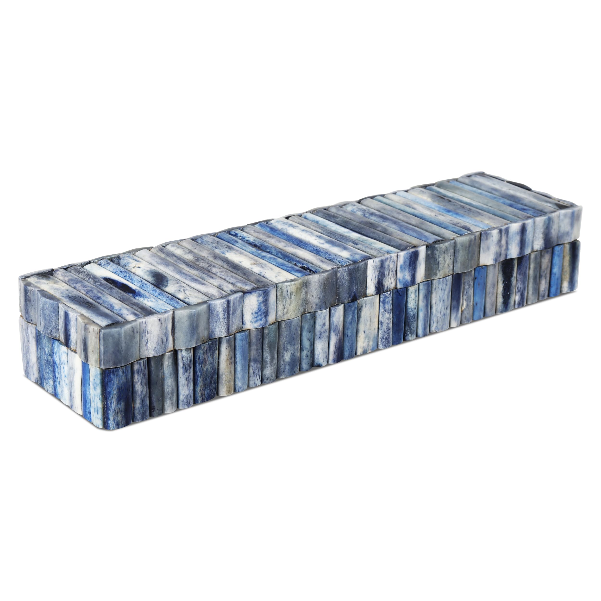 Handicrafts Home Decorative Storage Box with Lid for TV Remote, Ivory Ocean Keepsake Memory Box, Jewelry Organizer, Vintage Boho Home Decor Accent, Coffee Table & Shelf Decorative Box, 10 x 2.5 x 1.5