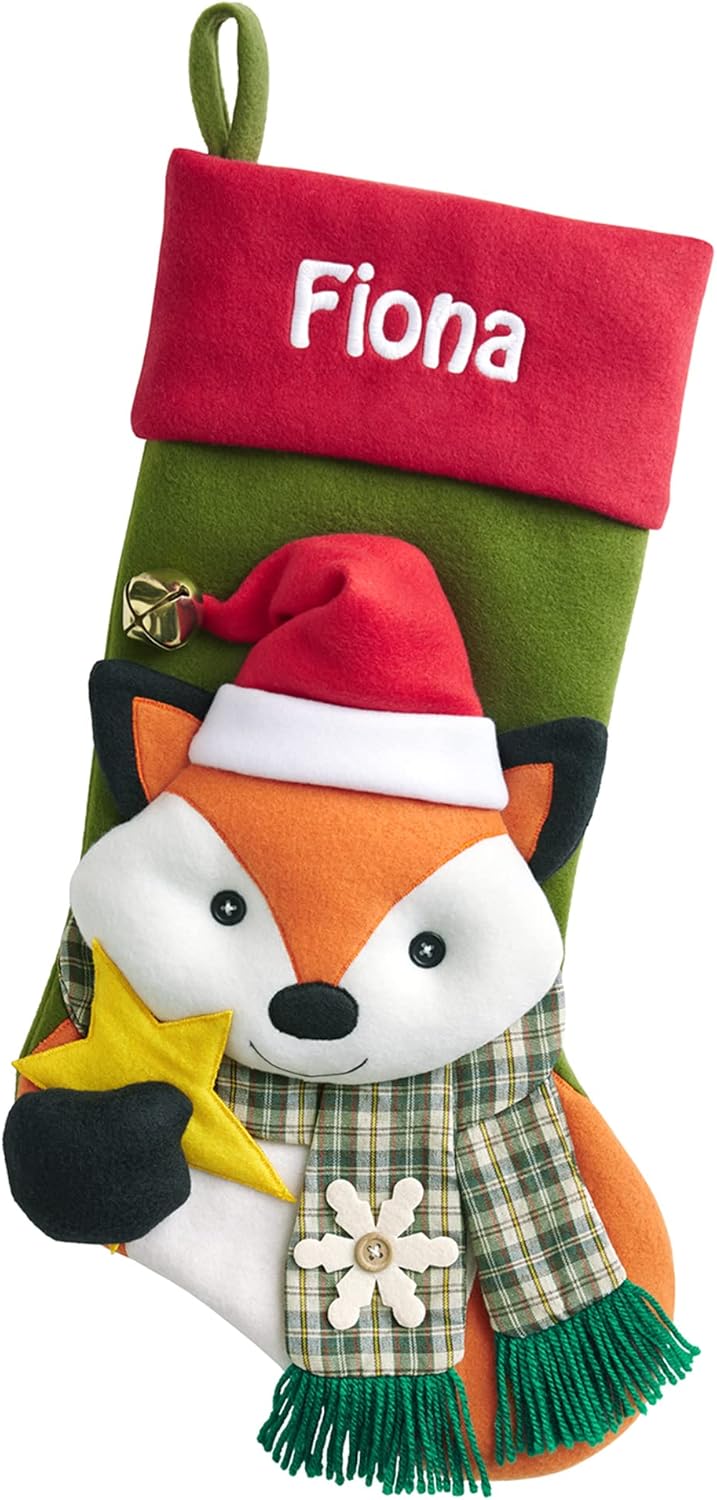 Stockings & Holders - Let's Make Memories Big Face Jingle Bell Personalized Christmas Stocking - 3D Plush - Customized Embroidered Name - 20