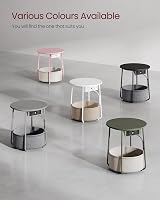 VASAGLE Round Side Table with Charging Station Dove Grey Slate Grey LET228G03 view 9