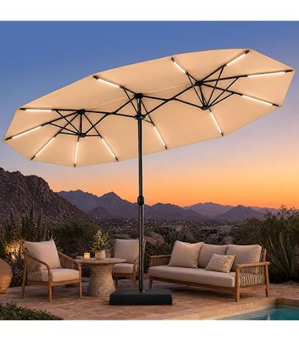 15 ft cantilever patio umbrella Amazon.com : HOMSHADE 15FT Cantilever Double-Sided Umbrella with Solar  Light and Base, Rectangle Oversized Offset Patio Umbrellas, Extra Large  Outdoor Umbrella for Pool, Deck, Garden, Market (Navy Blue) : Patio, Lawn &