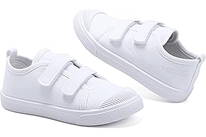 ANPROITY Kids White Shoes Toddlers Canvas Sneakers Slip-on Light Weight Comfortable Causal Running Shoes Skin-Friendly for Boys Girls