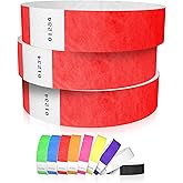 600 WristCo Neon Red Tyvek Wristbands for Events - Tamper-Proof Design & Fluorescent Color Prevent Reuse Premium-Grade Bracelets for Hospital & Medical ID, Party & VIP Identification