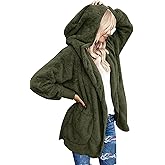 Yanekop Womens Oversized Sherpa Jacket Long Cardigan Sweaters Fuzzy Fleece Jacket Faux Fur Plus Size Coats with Pockets