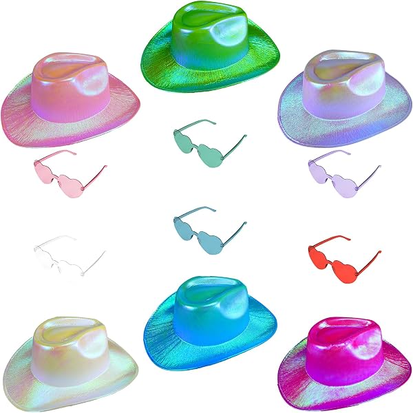 Amazon.com: Cididu Set of 4 Holographic Space Cowgirl Hat  display picture 2