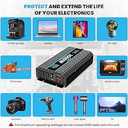 OLTEANP 2000W Pure Sine Wave Power Inverter 12V DC