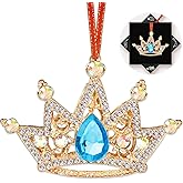 FurniGift Crown Christmas Ornaments - Metal Crown with Rhinestones Ornaments for Hanging Christmas Tree,Keepsake Gifts for Women Girls Friends Sisterhood Kids