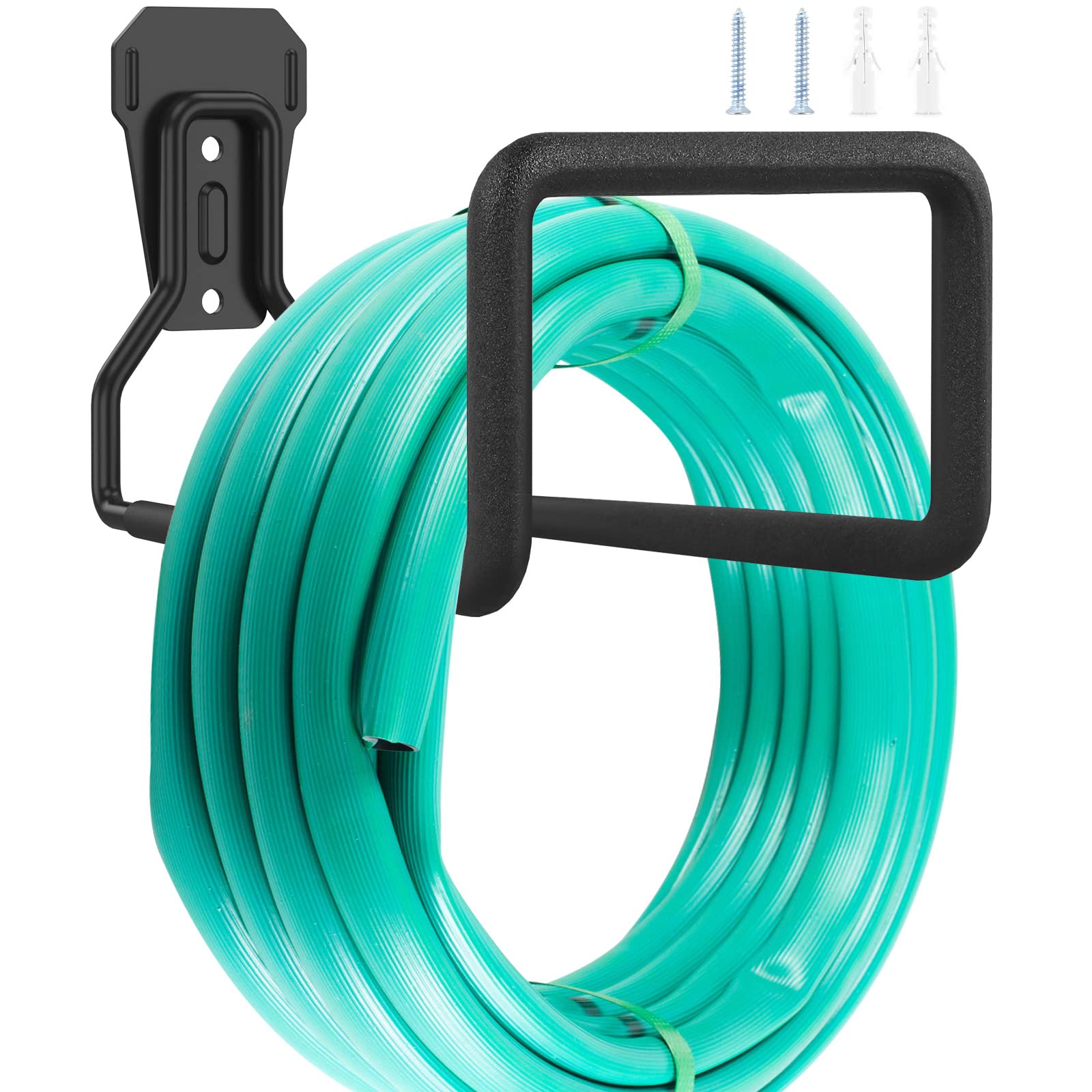 Garden Hose Hanger Large 19x12cm Wall Mounted Solid Hosepipe Holder Heavy Duty Metal Wall Storage Bracket Hose Stand with Fittings for Water Hoses Extension Cords