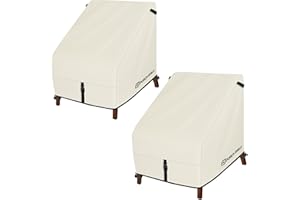 Porch Shield Patio Chair Covers - Waterproof Outdoor Lounge Deep Seat Lawn Chair Cover 2 Pack - 30W x 33D x 34H inch, Beige