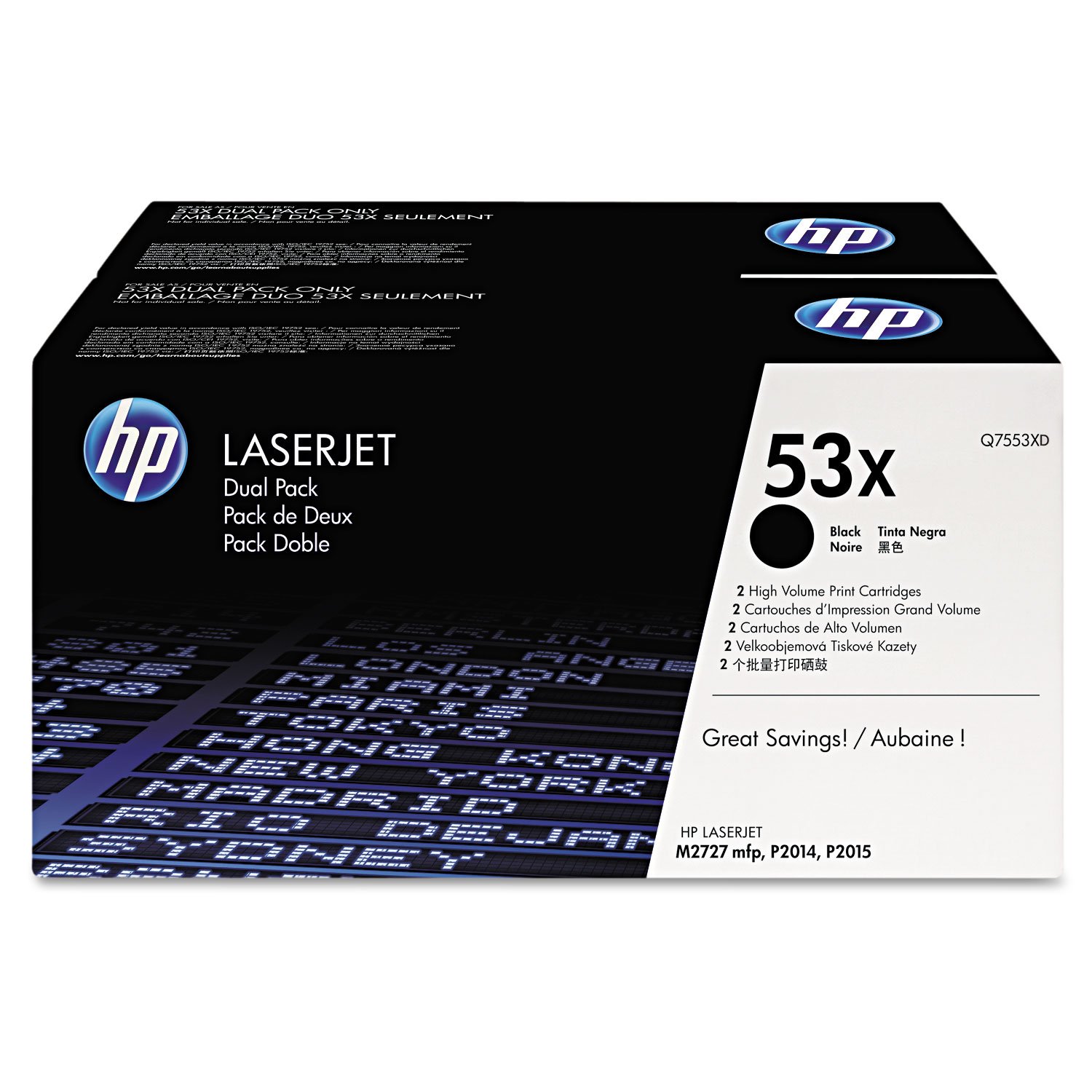 HP Q7553XD 53X High Yield Original LaserJet Toner Cartridges, Black, Multipack