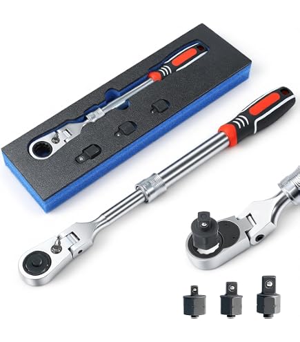 Flex Head Ratchet Set,Extendable Ratchet With 1/4