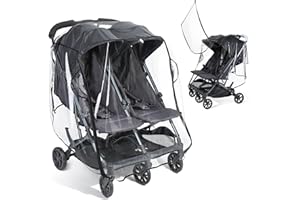 IvyWind Double Stroller Rain Cover, Universal Stroller Cover for Side by Side Baby Stroller, Breathable Weather Shield for All-Weather Protection from Rain/Snow/Dust