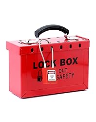 QWORK Lockout Tagout Group Lock Box - 4 Pack Steel