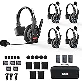 SYNCO XTALK XPRO5 Wireless Intercom Headset System, 500m/1640ft 2.4GHz Communication Headsets for 5 Person with Noise Reducti