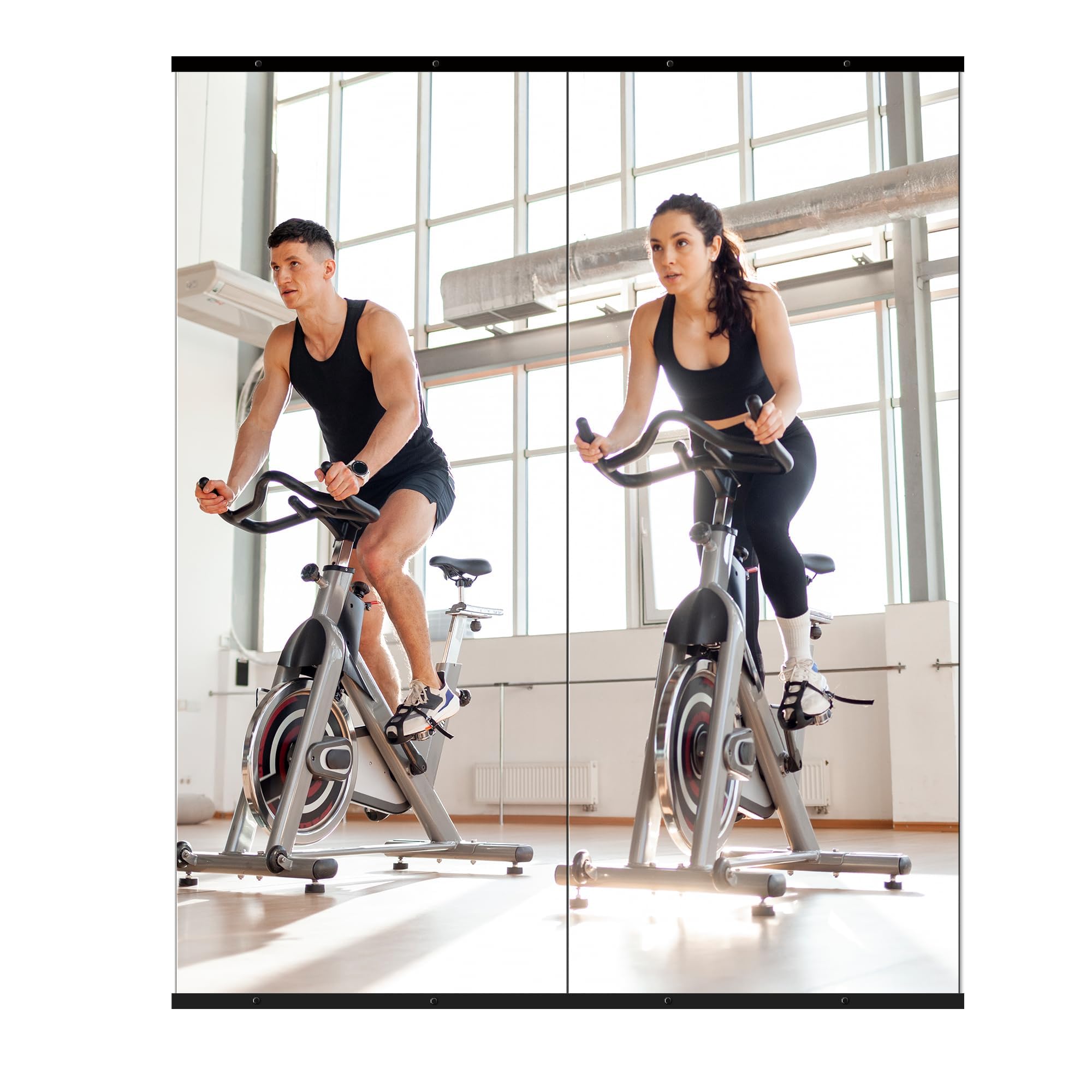 Photo 1 of **used****Home Gym Mirror for Wall,60x25x2PCS Full Length,Glass Frameless Body Large Mirror for Home Gym,Workout,Bedroom,Garage(Black)