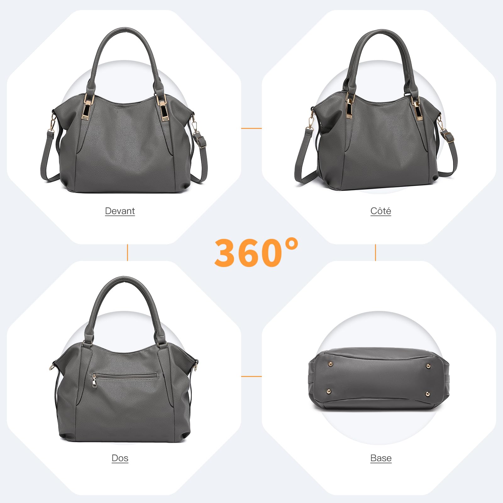 Miss Lulu Women's Tote Bag, Soft PU Leather Shoulder Bag, Fashion Large Handbag for Working Ladies, Simple Elegant for Office Travel School Library Shopping