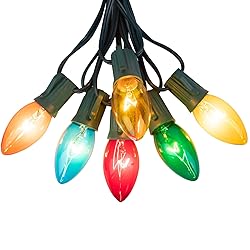 C9 Bulb String Lights Outdoor 100 Feet Multicolored