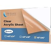 Acrylic Sheet 48" x 96" Clear Plexiglass Sheet 1/4 Inch Thick (6mm) with Clear Protective Film