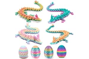 4 Pcs 3D Printed Dragon Eggs, Mini Dragon Egg Fidget Toy 3D Articulated Crystal Eggs, Easter Basket Stuffers 3D Printed Easte