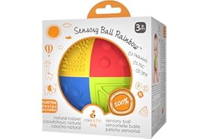 caaocho Pure Natural Rubber Sensory Ball Rainbow 3" - Sealed Hole, BPA Free Baby Ball Toy, for Sensory Play, for Sensory Development, Hole Free Baby Toy, Perfect Bouncer, Without Hole