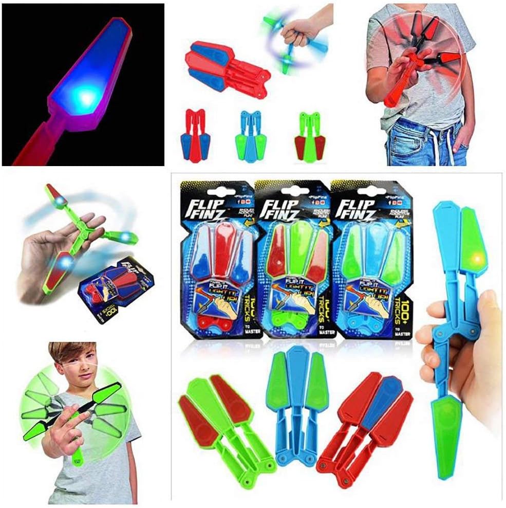 RMCtrends LED Flip Finz Fins Butterfly Bailsong Hand-Eye Coordination Kids Latest Craze Trick Game Toy (Blue)