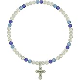 NUSTTAL Baseball Necklace for Men 20 Inch Bling Ice Collection Cross Pendant Necklace for Women Rhinestone Clay Beaded Discoball Accessories Gifts for Baseball Team Players Lovers