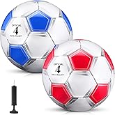 HyDren 2 Pcs Soccer Balls with Pump Official Size Soccer Ball for Game Training Indoor Outdoor Sport Gift for Child Youth Adult Back to School