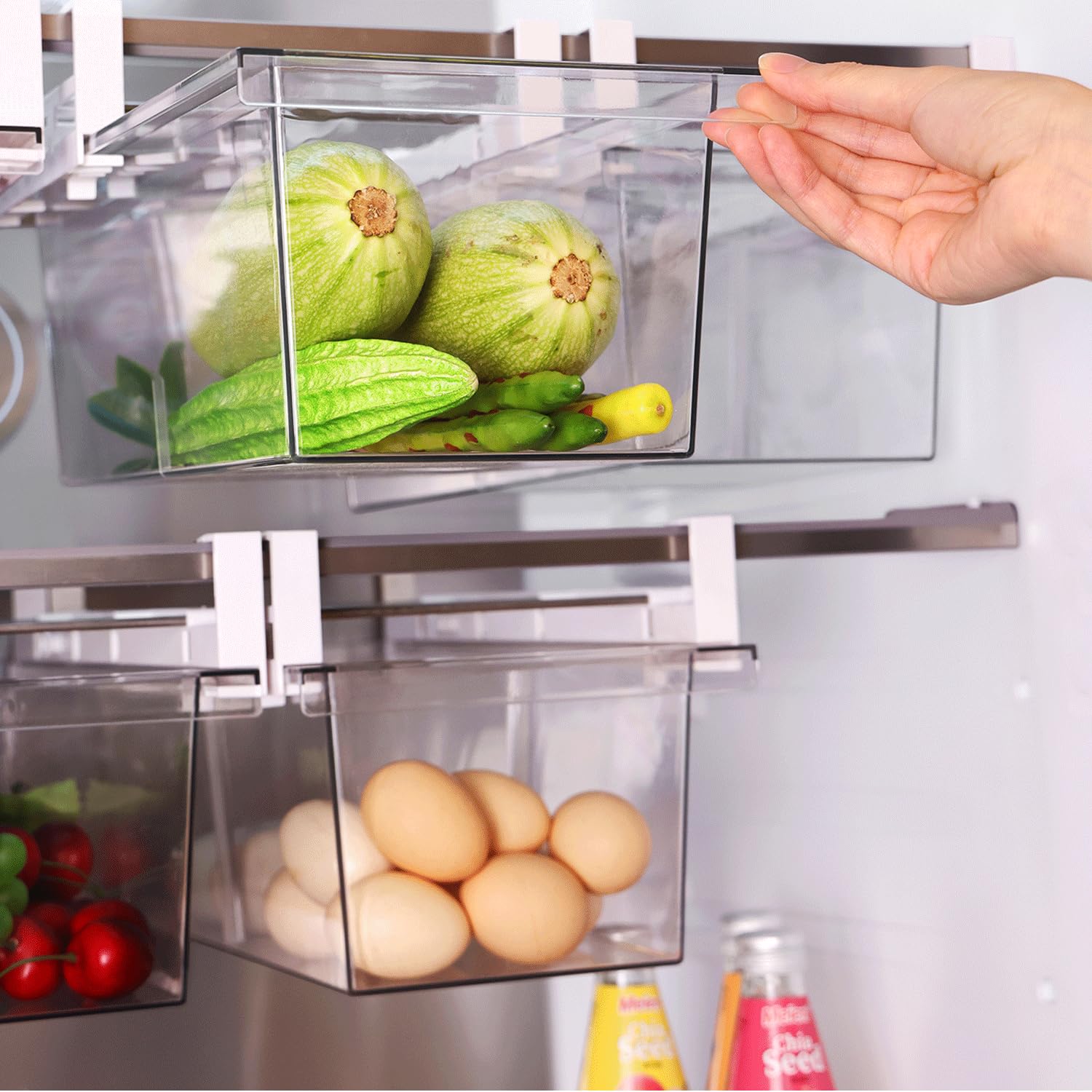 Photo 1 of Yatmung 2 Pack Extra-Large Deli Drawer Organizer for Refrigerator Pull Out - Fridge Drawer Organizer and Storage Containers - Meat, Cheese, Produce, Sliding - Fridge Organization Bin