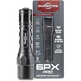SureFire Handheld LED Flashlight - 6PX Pro 600 Lumens 8,700 Candela - Black | 6PX Pro Dual Output Hybrid Beam LED Flashlight w/ Click Tailcap Switch - Mil-Spec Hard Anodized IPX7